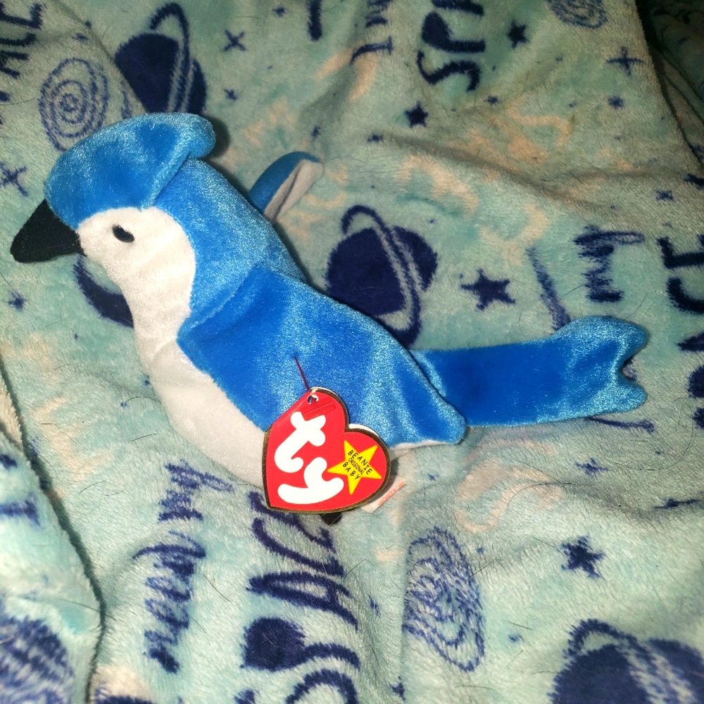 Ty Beanie Babies Rocket the Blue Jay Bird vintage retired *rare errors*